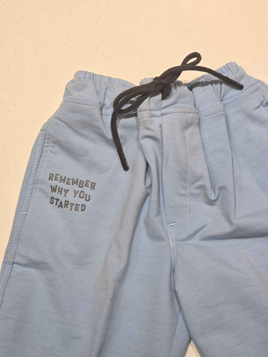 Cotton material sky blue color shorts with rubber prints