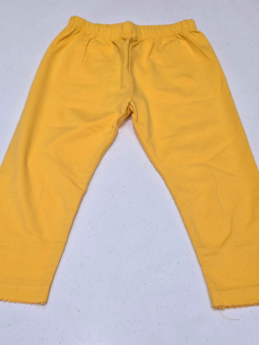 Cotton material yellow colour capri for girl