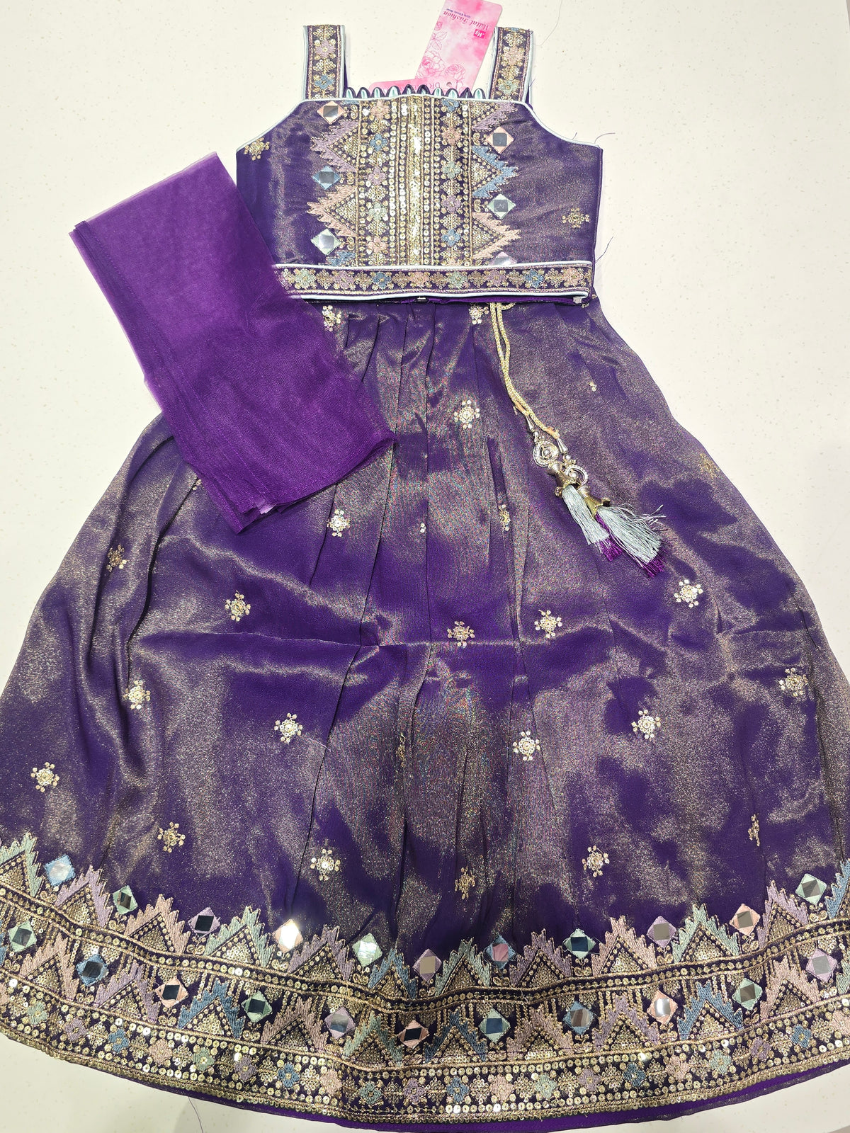 traditional purple kids' lehenga choli,
