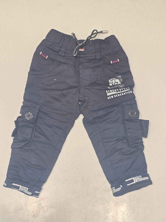 Denim material cargo jeans pant with stylish bottons