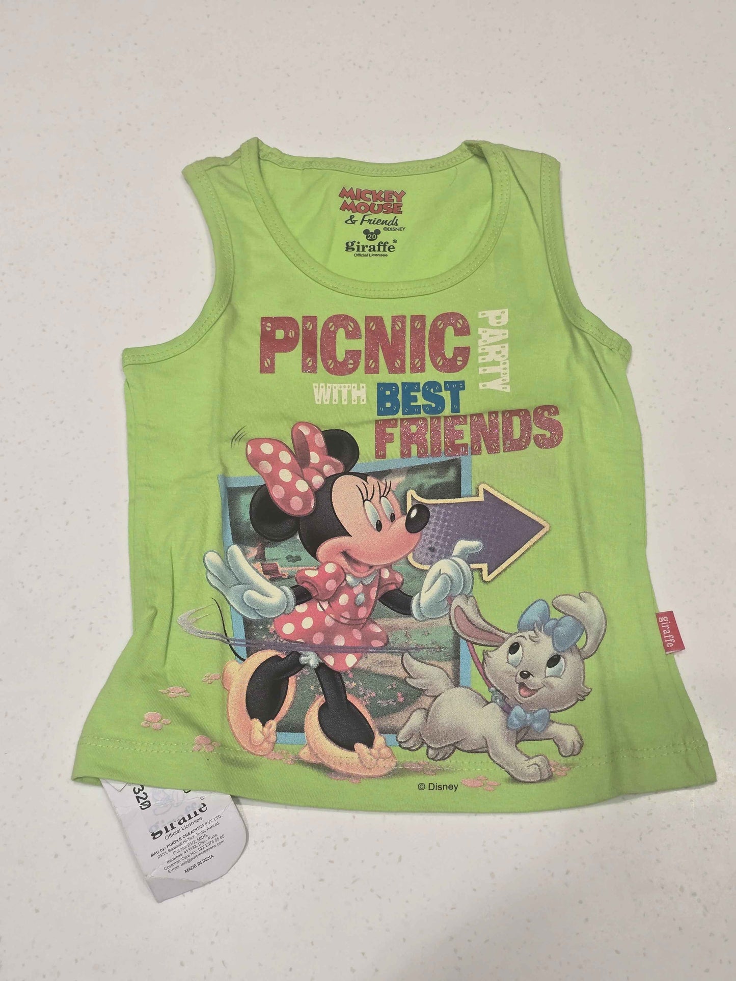 Girls Green Cotton Half Sleeve T Shirt