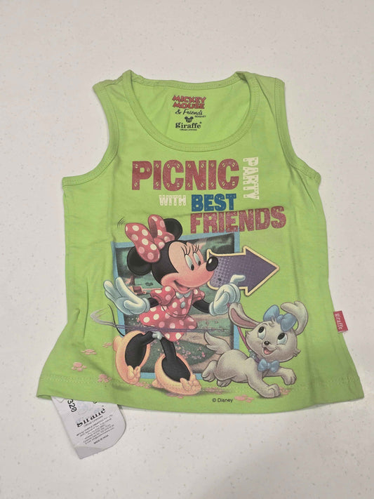 Girls Green Cotton Half Sleeve T Shirt