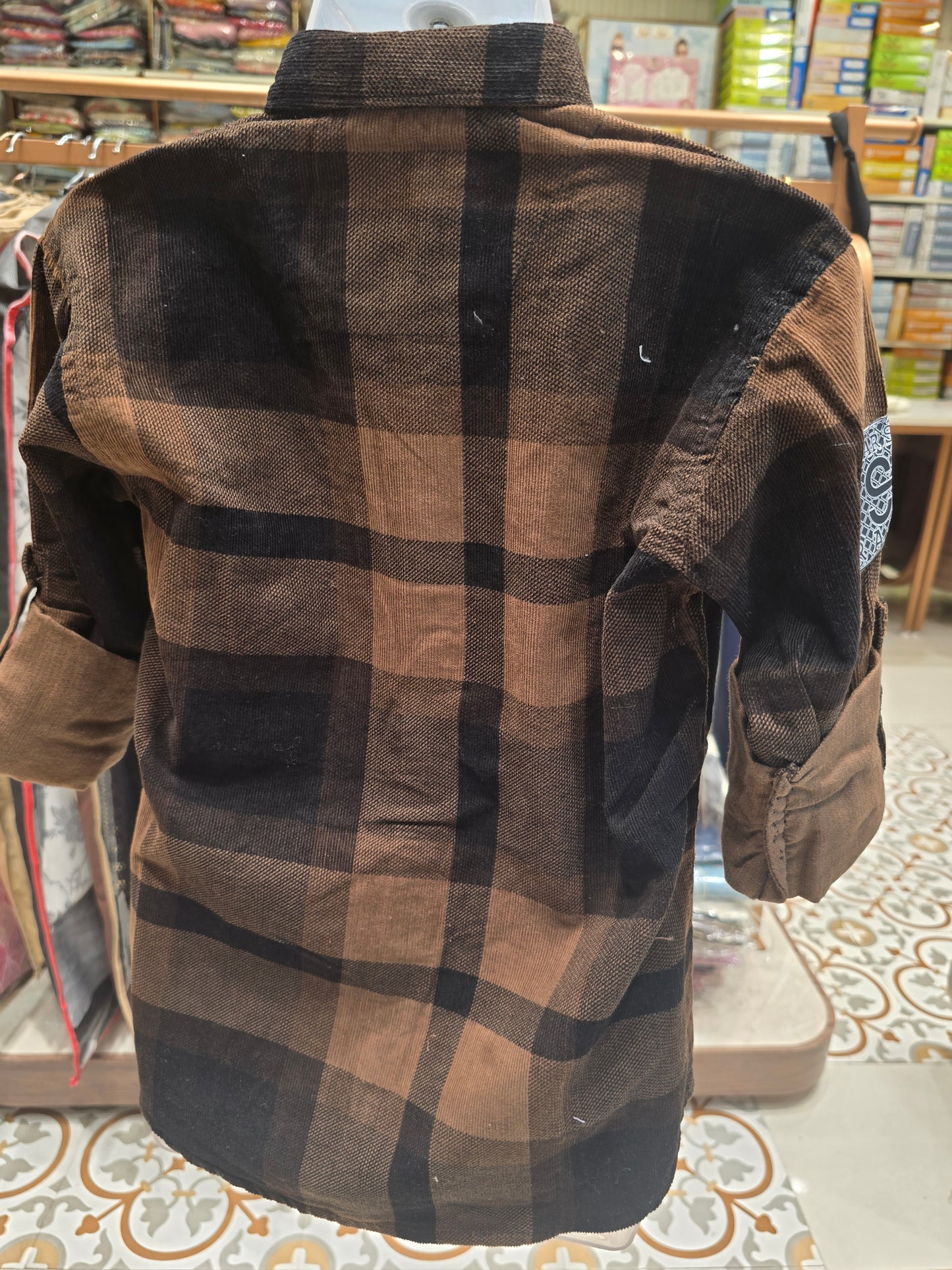 Boys Corduroy Checked Shirt – Full Sleeves (Size 26)