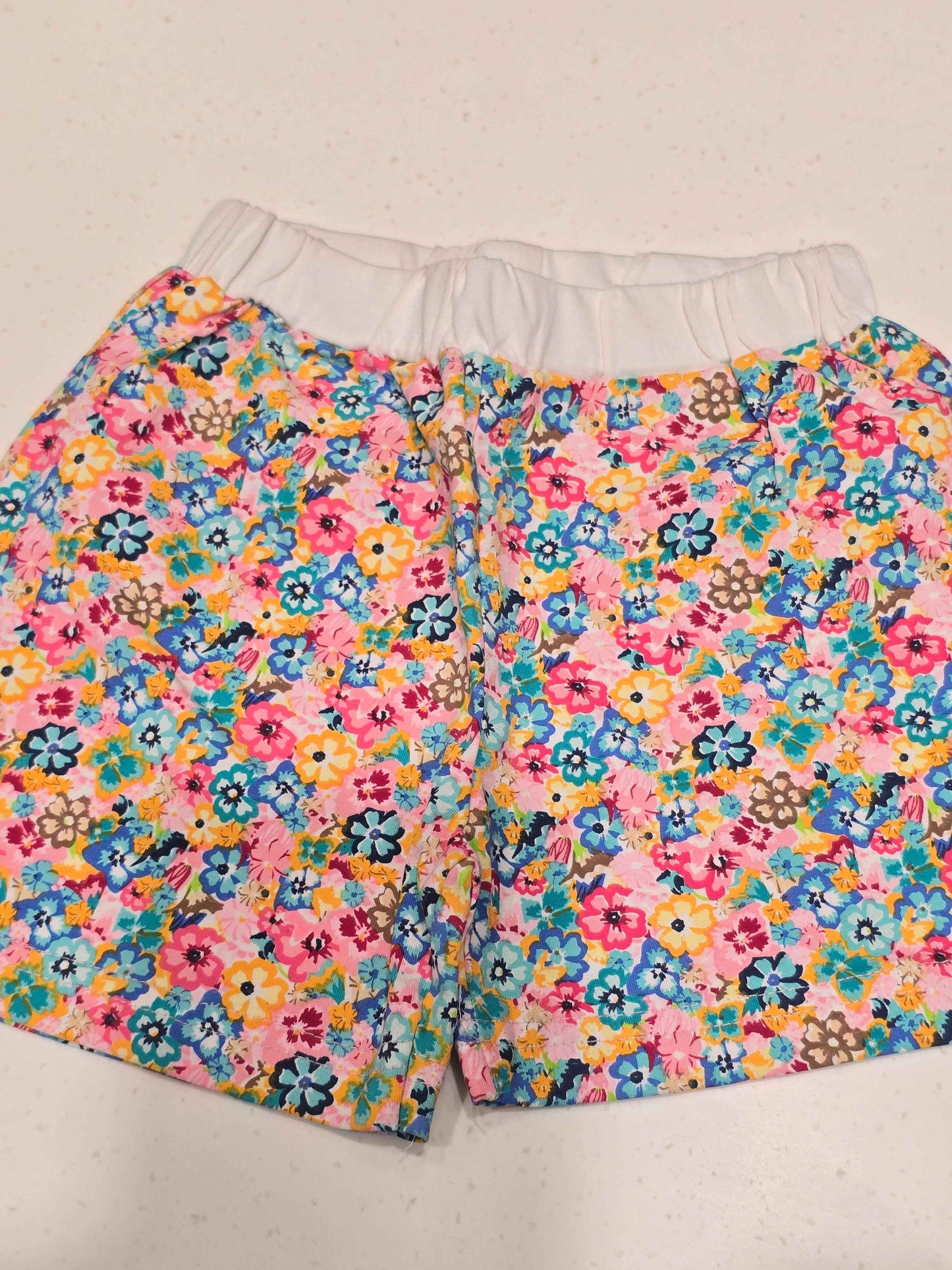 Printed Cotton shorts for baby girl with white Elasticable