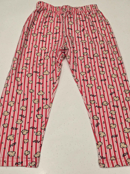 Printed Hosiery material red with peach colour capri