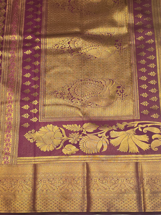 Women Peacock Jhumka Semi Kanjivaram Silk Saree