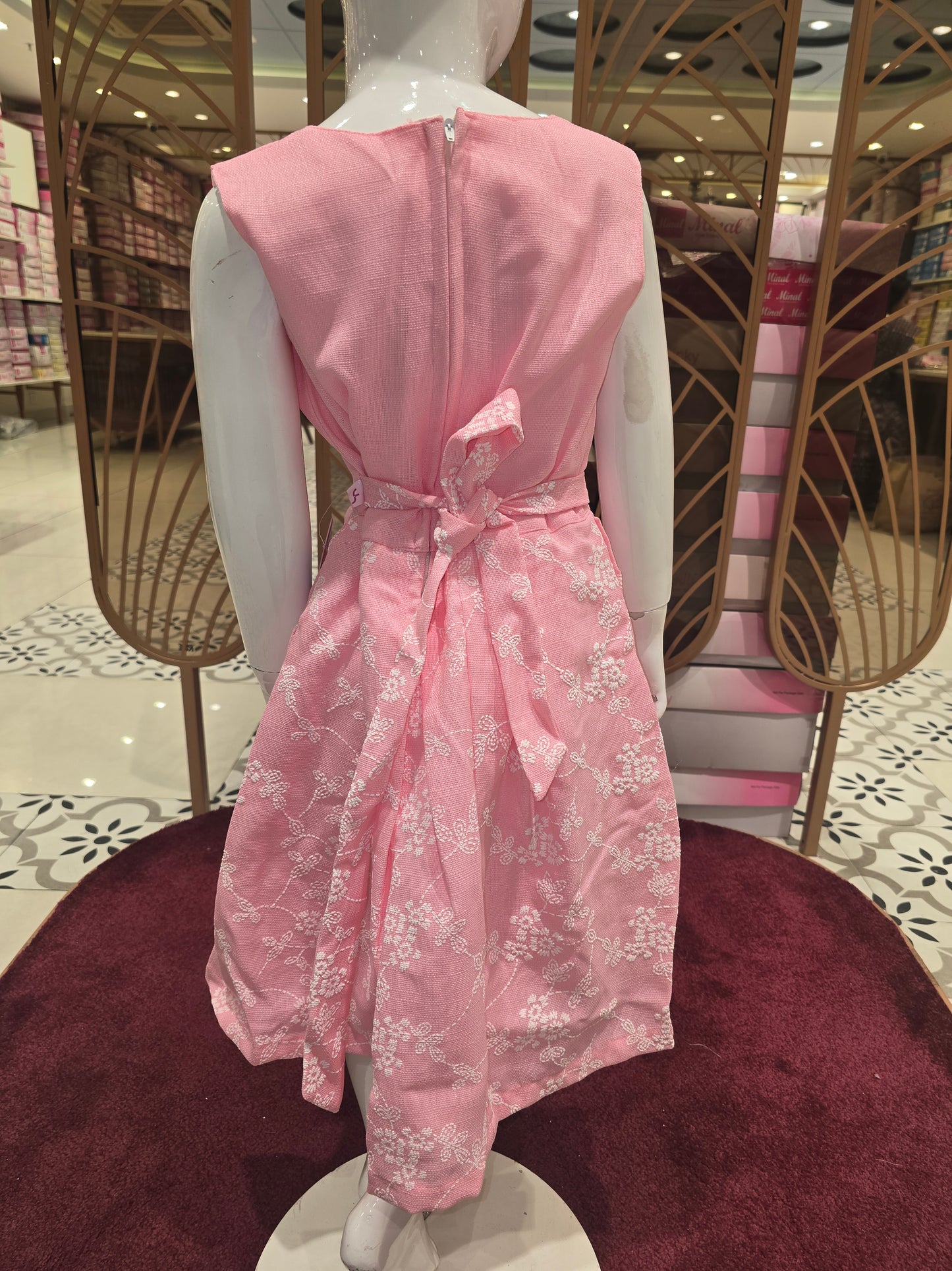 Girls Baby Pink Cotton Rubber Print Frock