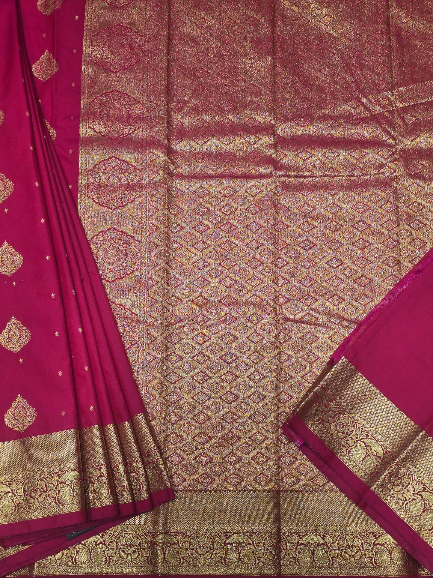 Semi Kanjivaram Silk Saree with Traditional Mango Border