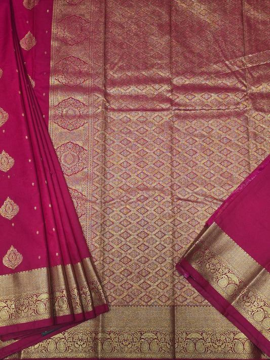 Semi Kanjivaram Silk Saree with Traditional Mango Border
