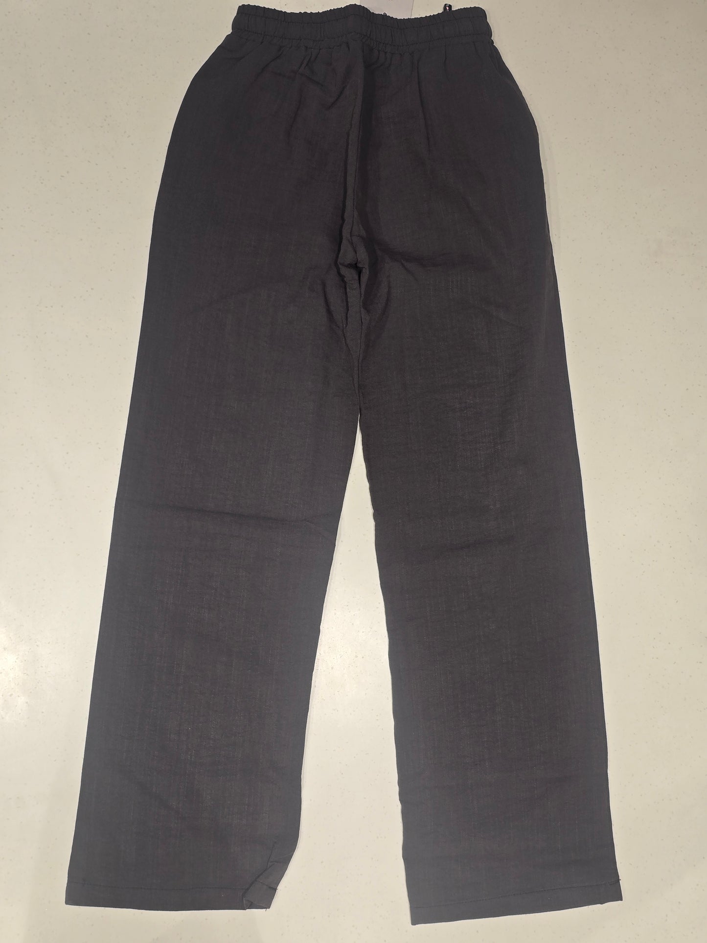 Black Cotton Linen Casual Trousers for Girls
