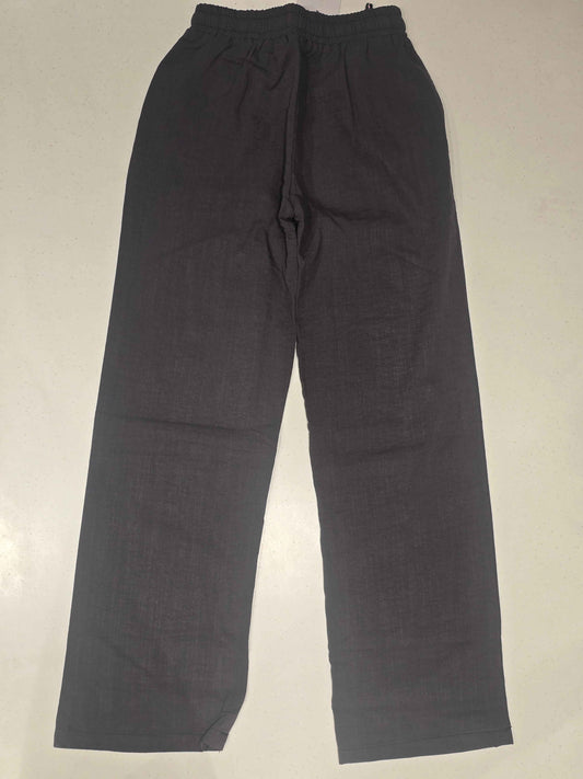 Black Cotton Linen Casual Trousers for Girls