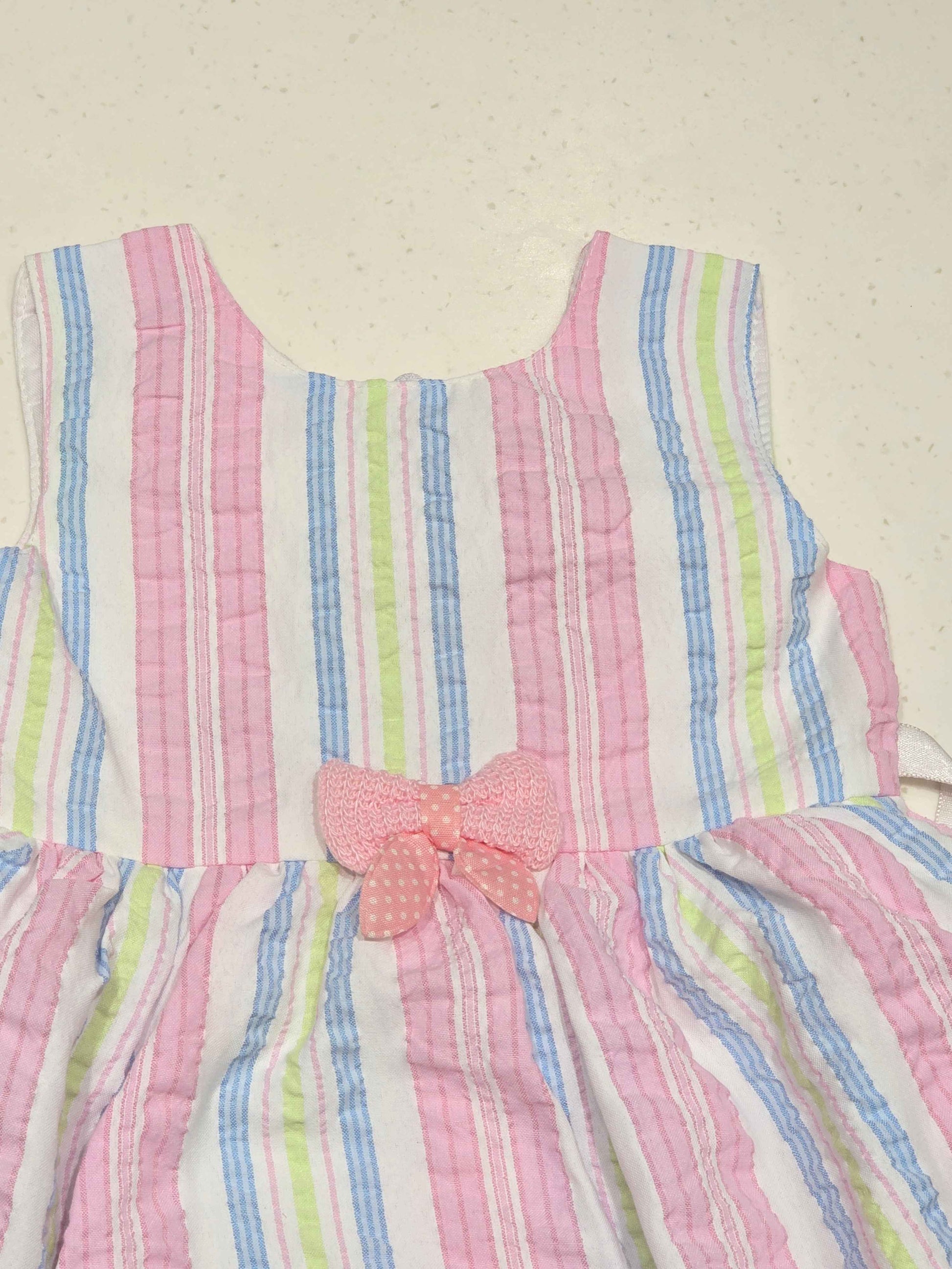 multicolor vertical striped cotton frock dress for baby girls