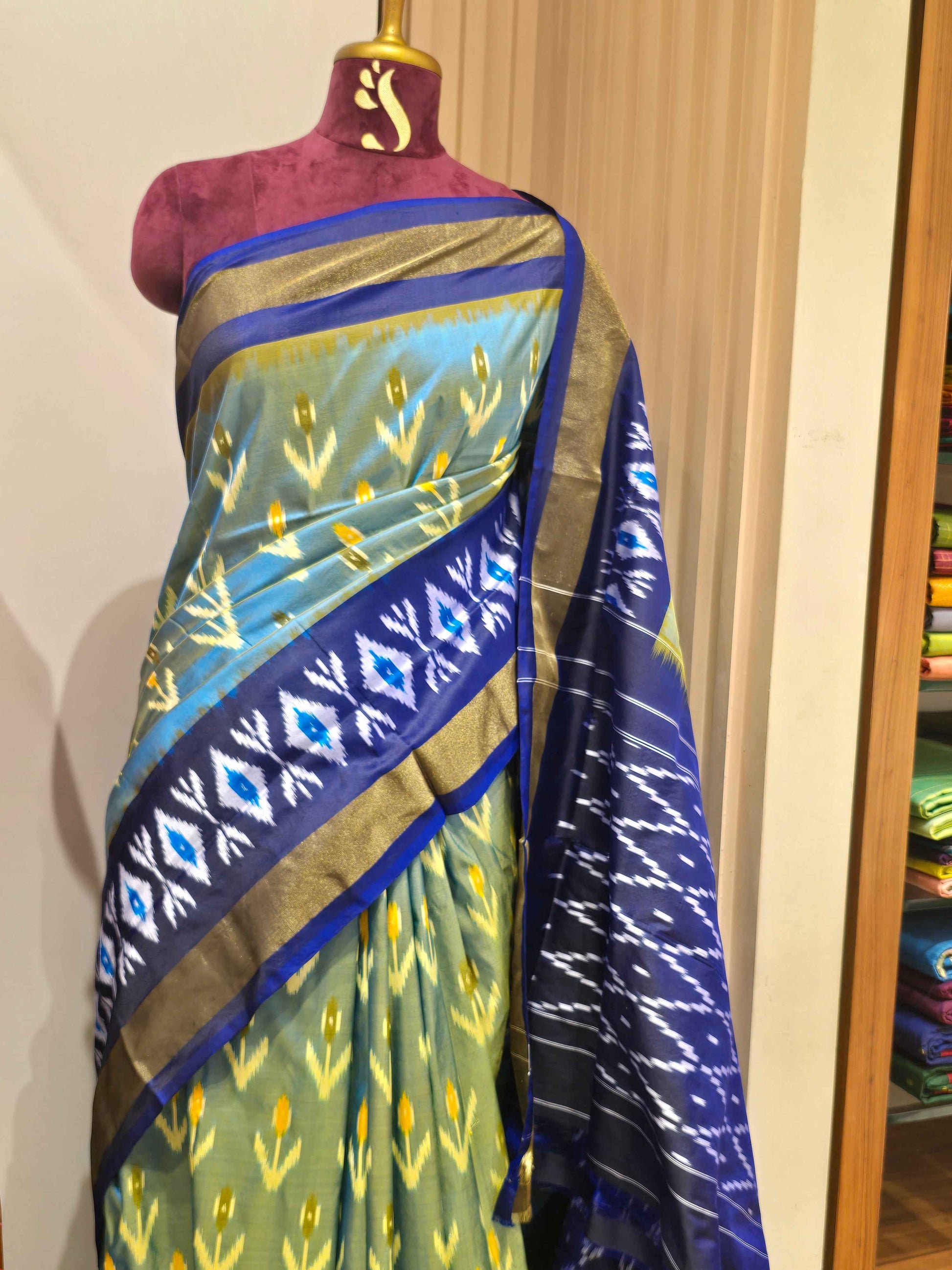 Pure ikkat saree with gatti border