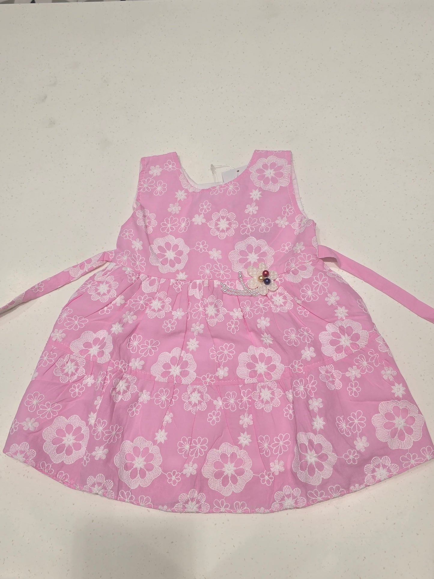 Baby Girl Baby Pink Cotton Embroidered Frock