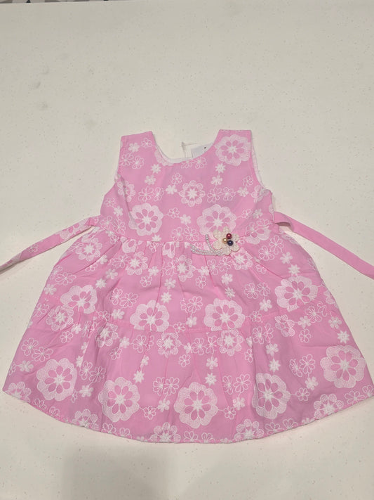 Baby Girl Baby Pink Cotton Embroidered Frock