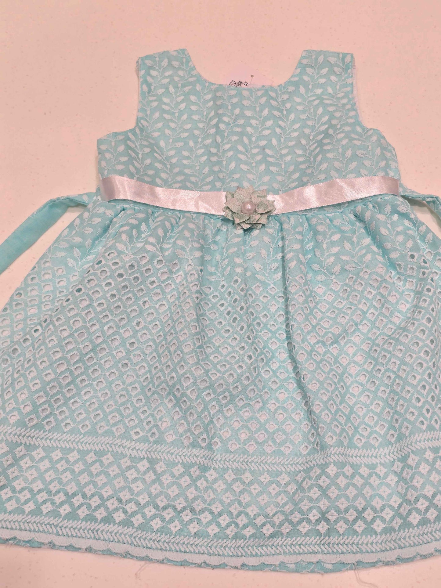 Baby Girl Blue Cotton Embroidered Frock