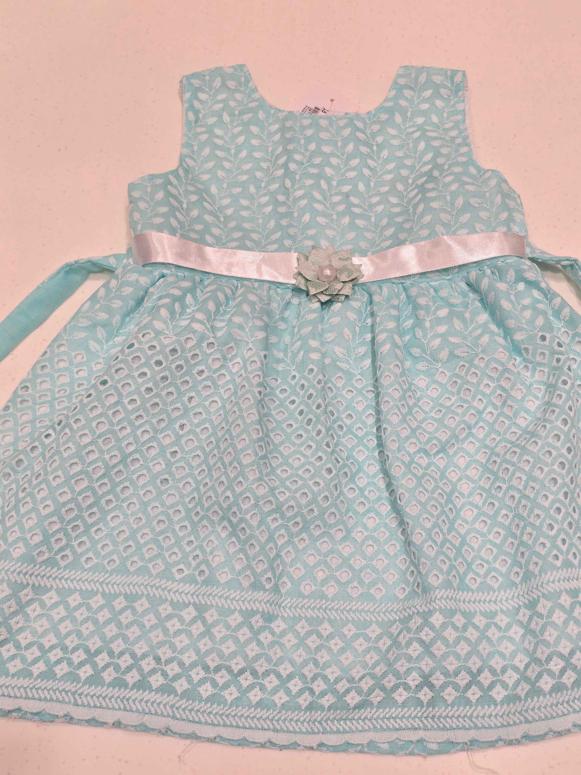 Baby Girl Blue Cotton Embroidered Frock