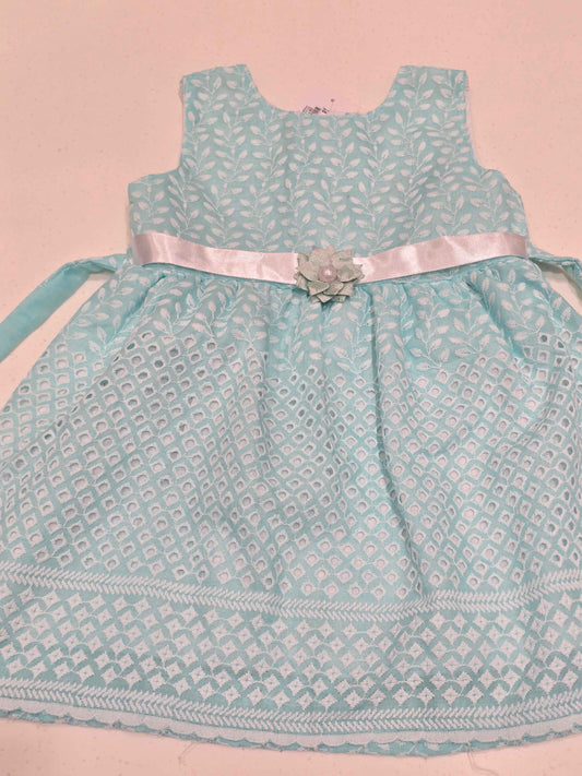 Baby Girl Blue Cotton Embroidered Frock