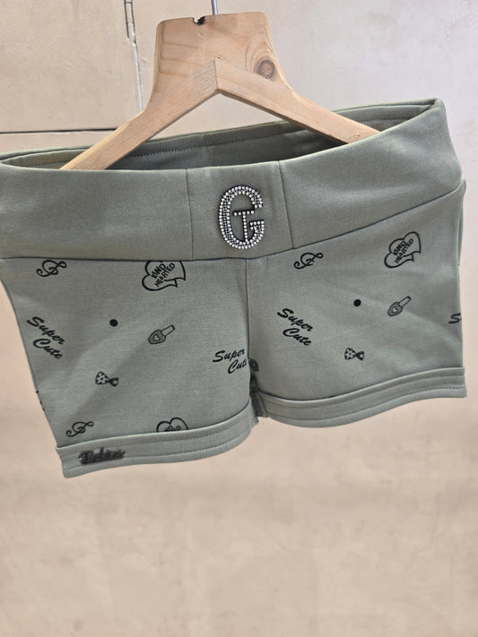 Girls Lycra Casual Wear Shorts in Grey with Small Printed Design, Stylish Logo and Elastic Waist for Summer Wear