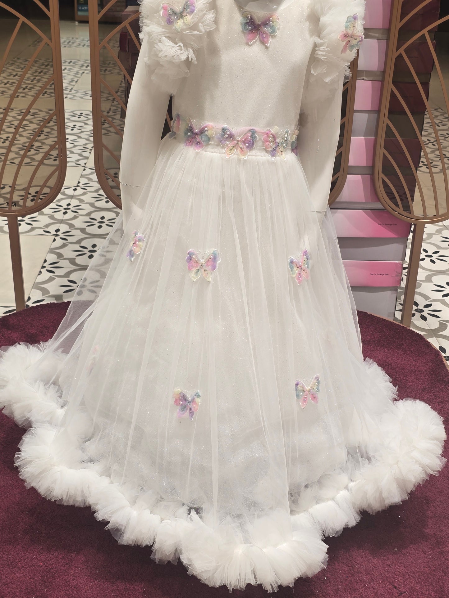 Girl Princess White Butterfly Knitted Fairy Gown