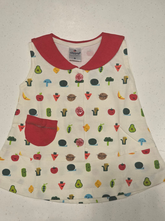 Hosiery Cotton material half white colour baby frock with pocket