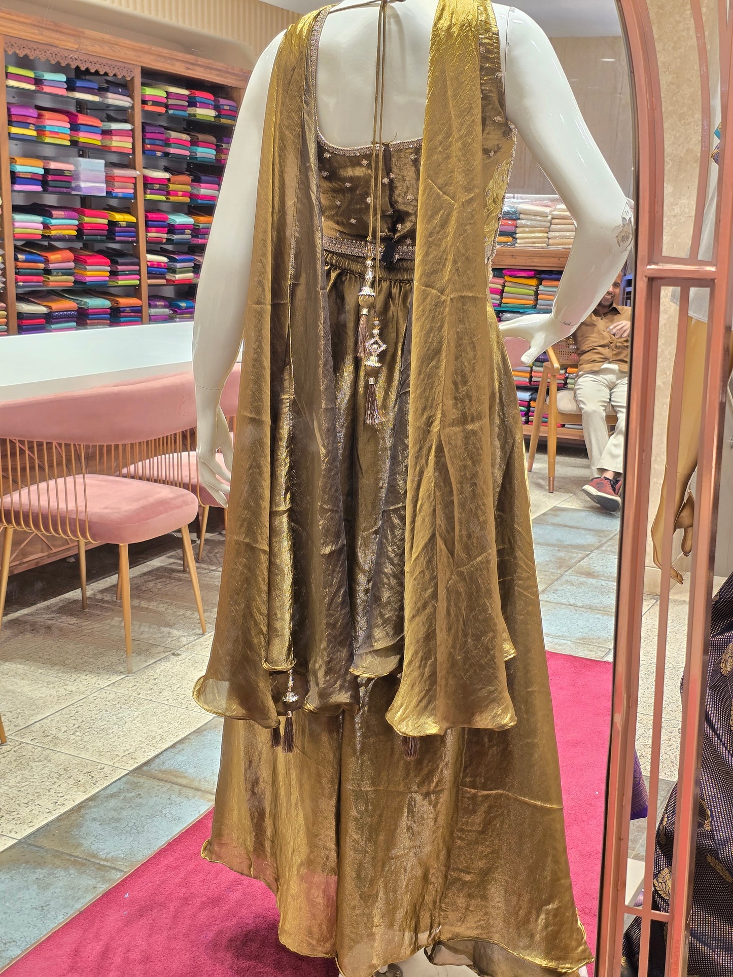Olive Green Organza Palazzo Set for Women