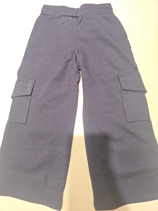 Dark Blue Stretchable Cargo Pants for Girls