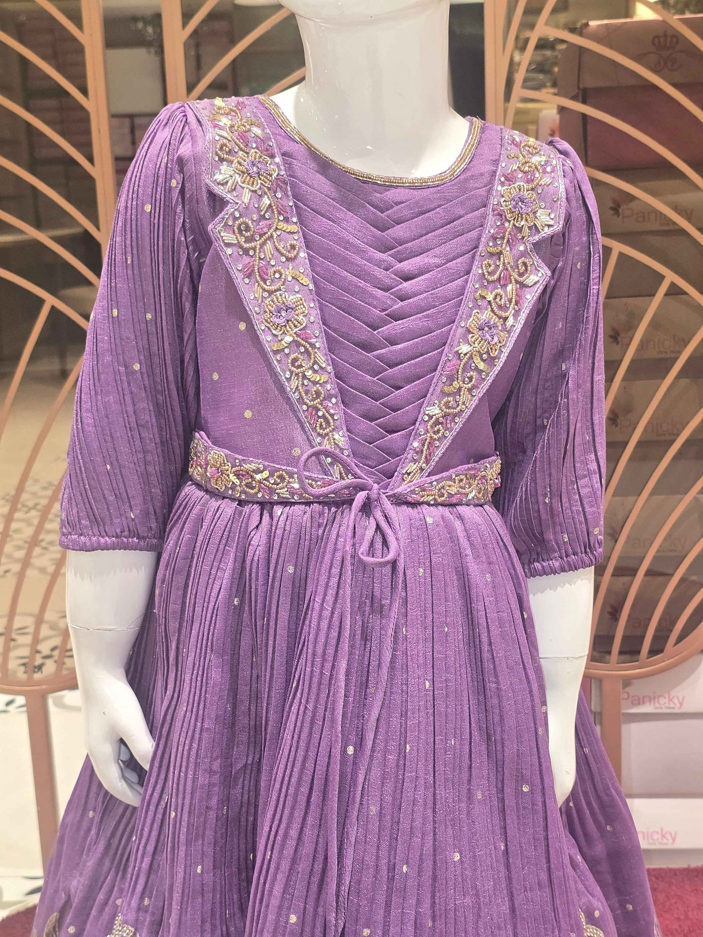 Girl Purple Handwork Crepe Traditional Gown