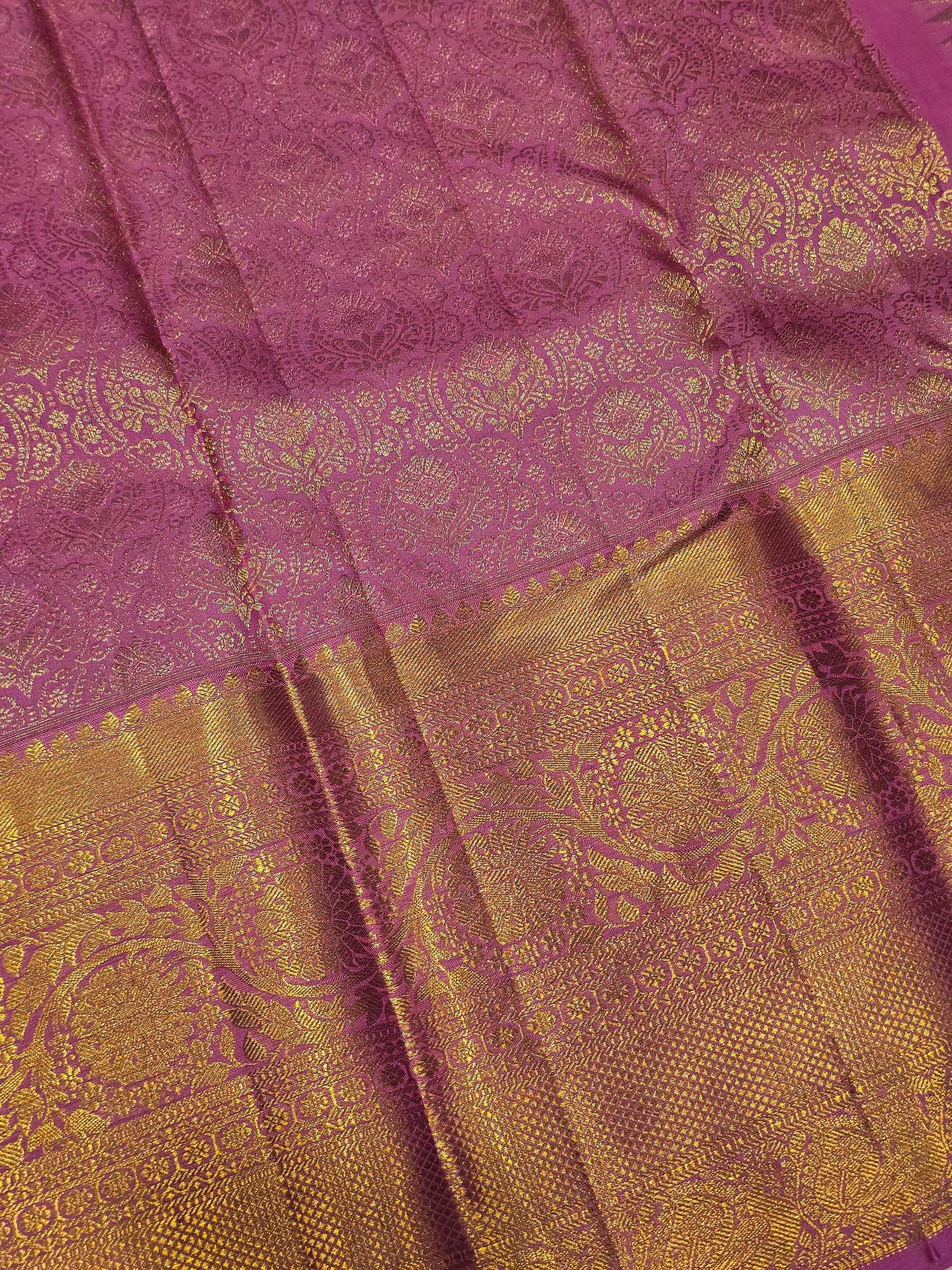 Pure handloom kanjivaram brocade silk baby pink colour self saree with fancy silver design over the body and rich pallu
