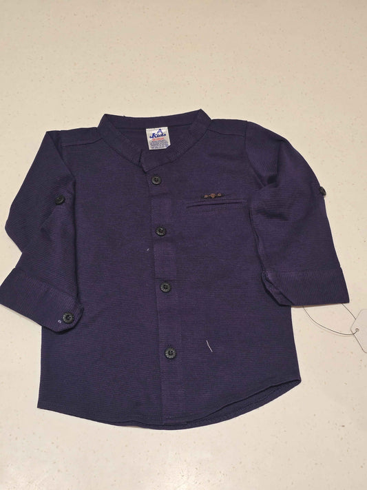 Cotton. Material dark blue colour shirt