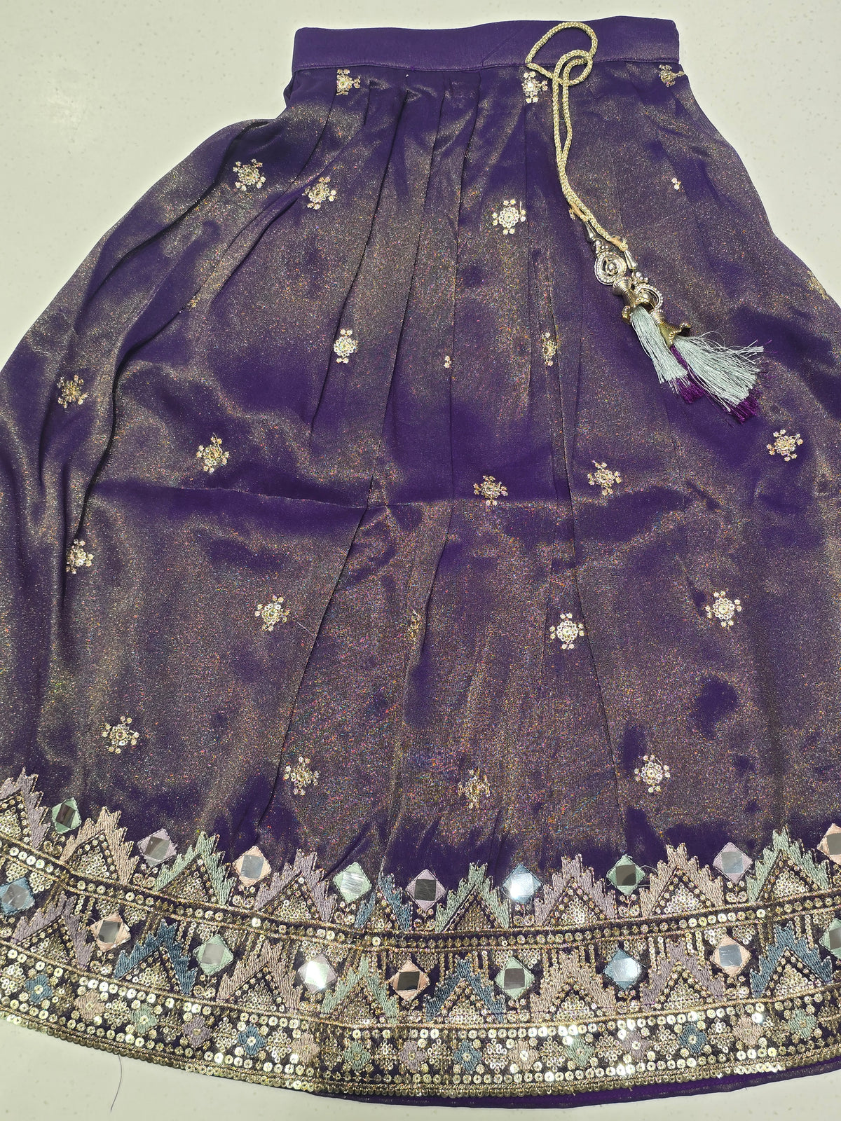 traditional purple kids' lehenga choli,