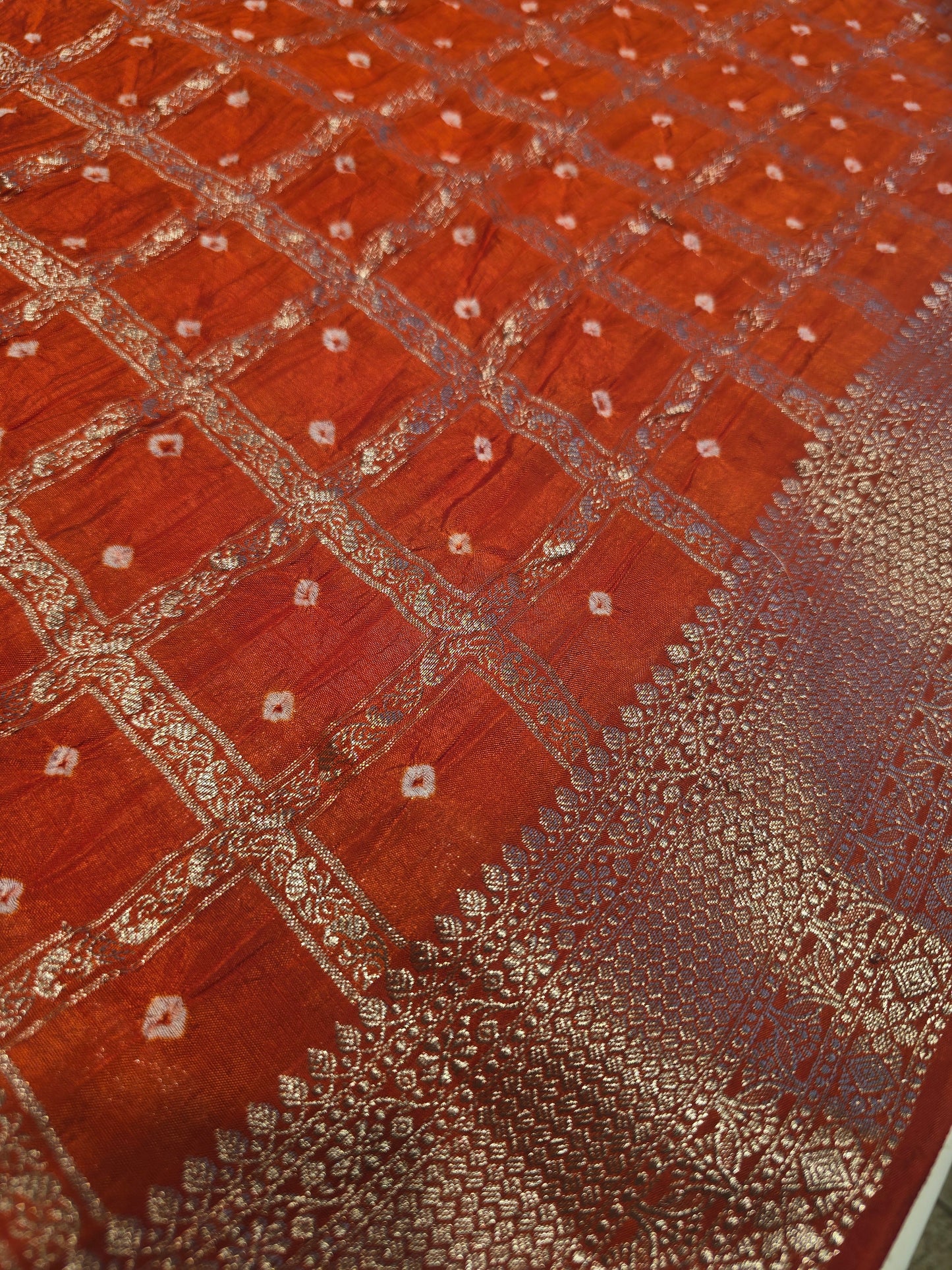 Crush Bandhini Silk Saree with Checked Pattern and Butta Motifs | Lightweight Festive & Daily Wear Saree