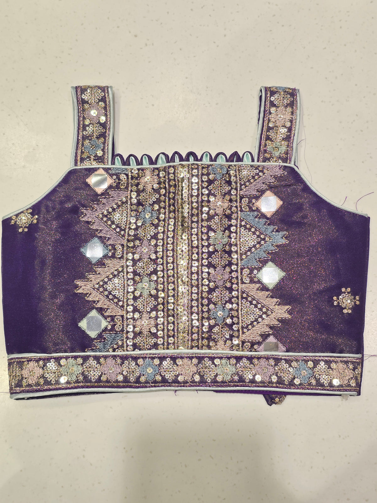 traditional purple kids' lehenga choli,