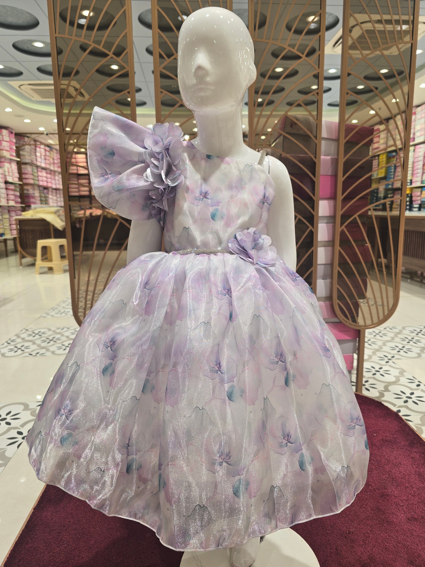 Girl Floral Printed Organza Party Short Frock