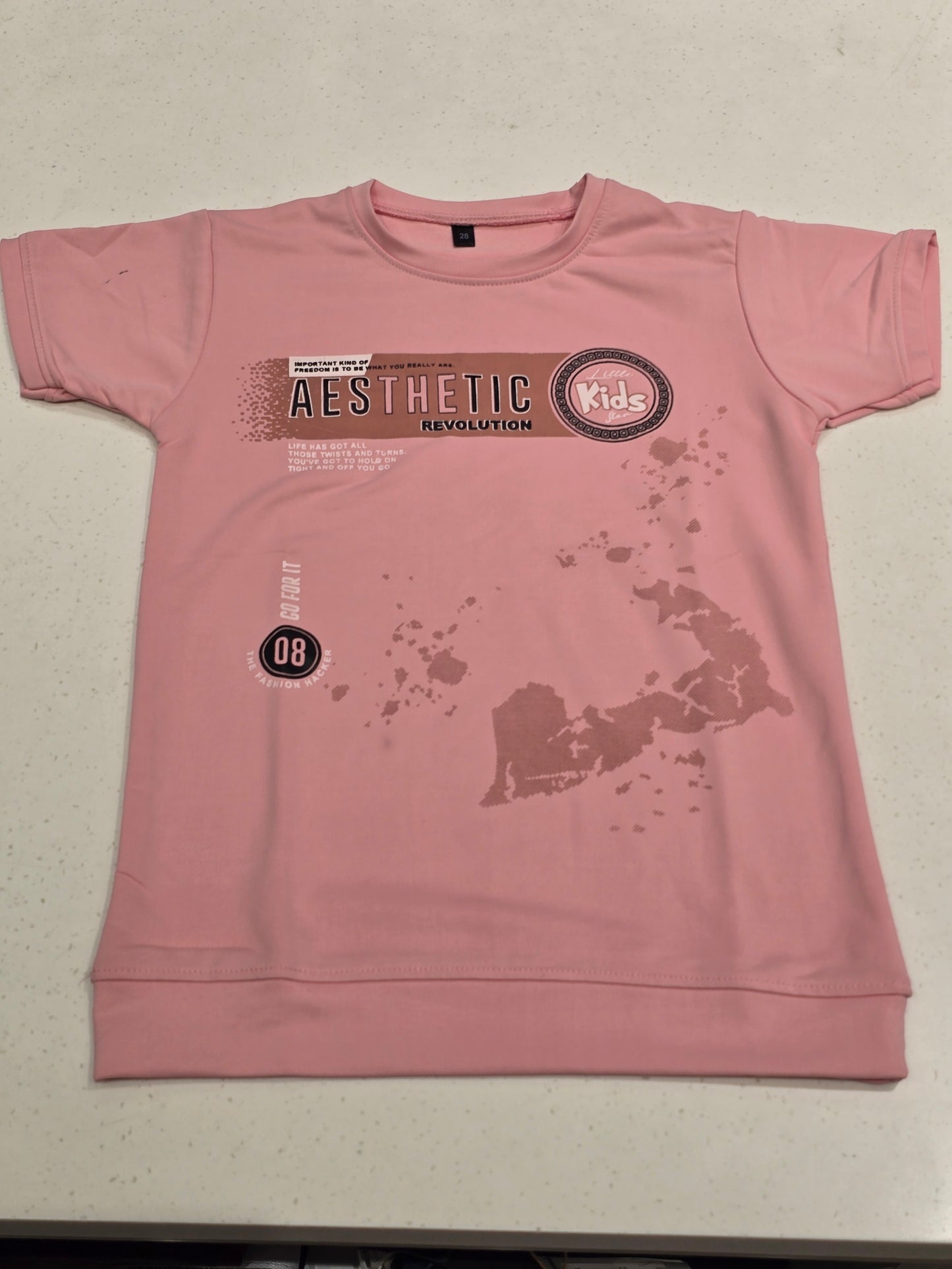 Lycra Material baby pink color t-shirt for boys
