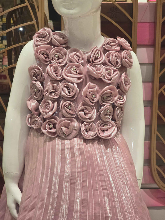 Girl Onion Pink Satin Party Wear Gown