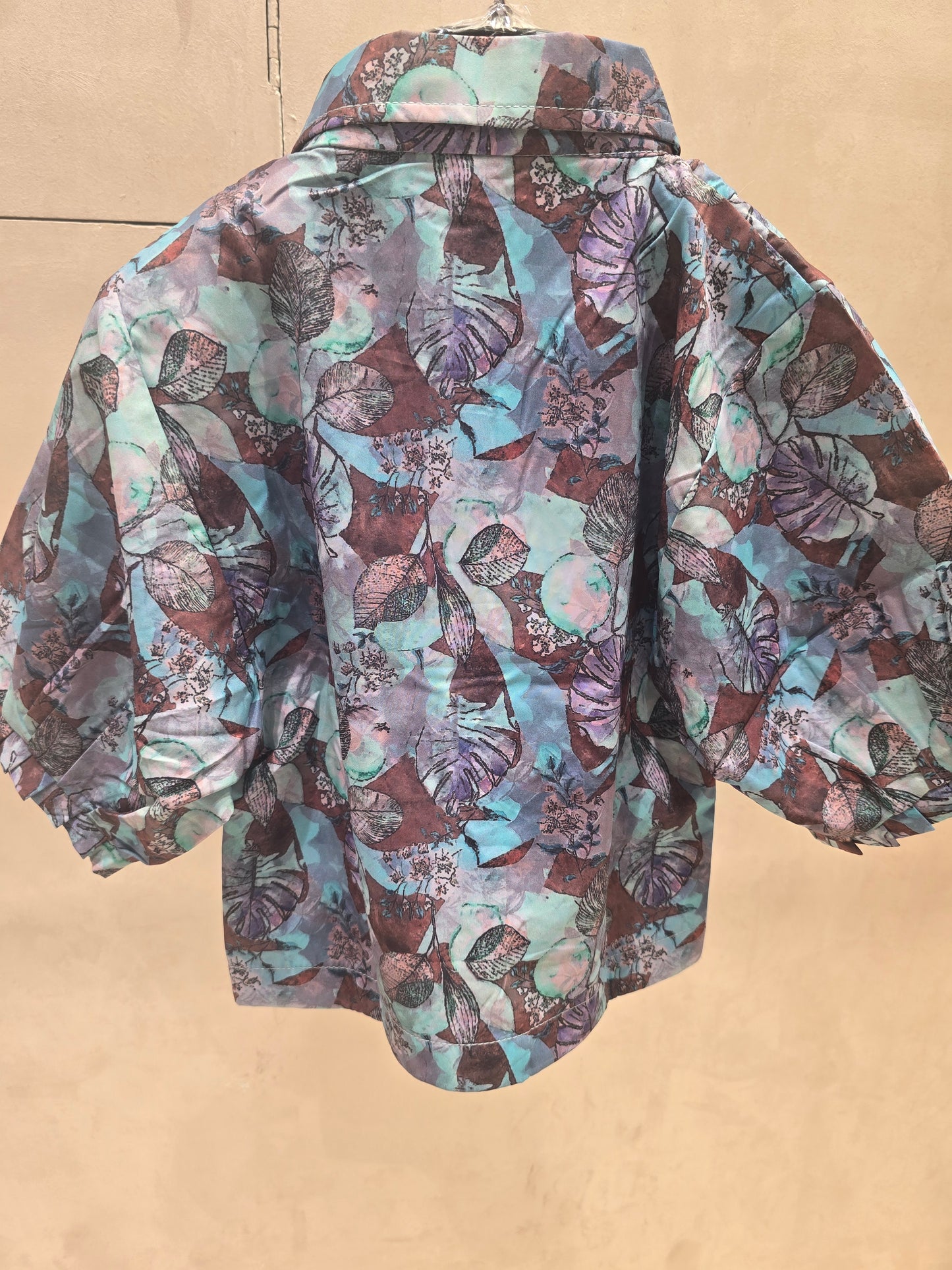Girl Multi Leaf Printed Satin Western Shirt