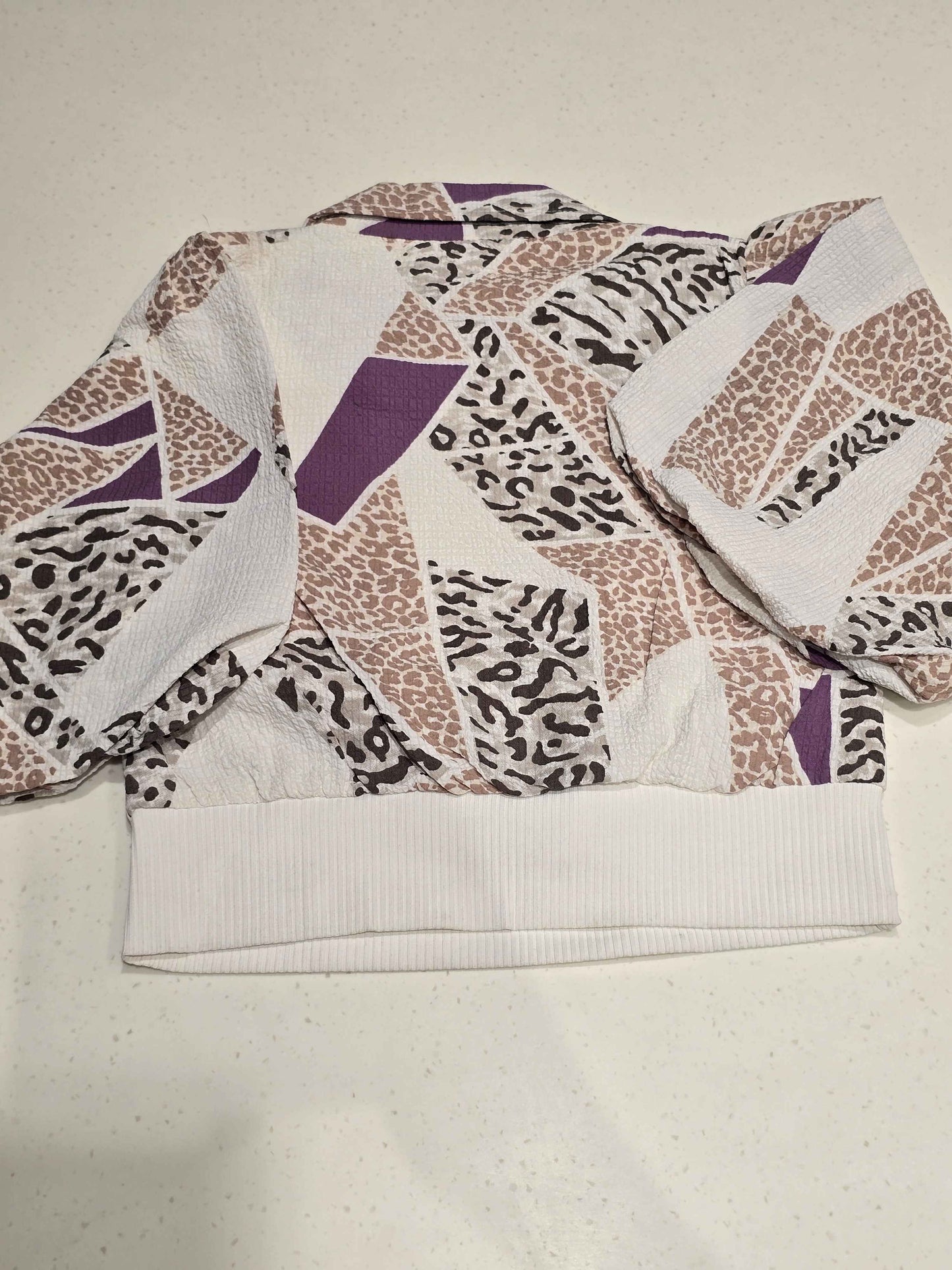 multi-patterned patchwork cropped jacket and top set