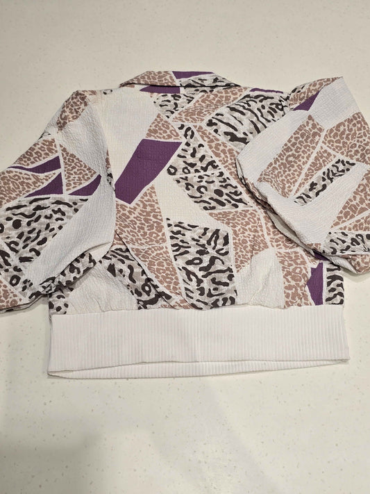 multi-patterned patchwork cropped jacket and top set