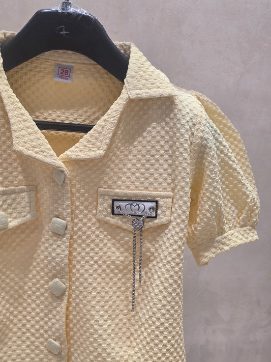 Girl Yellow Popcorn Western Shirt