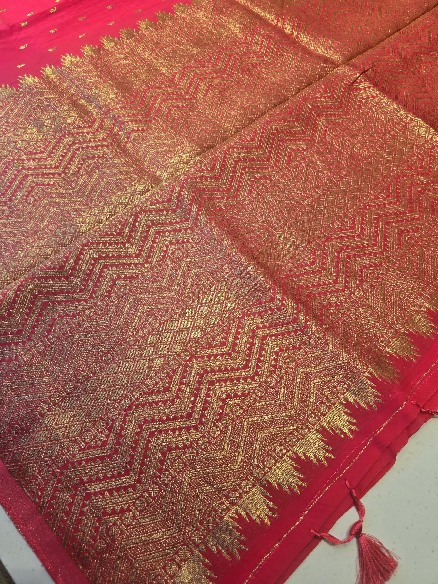 Chinon silk Banarasi border small Butta across the body Festive | party wear