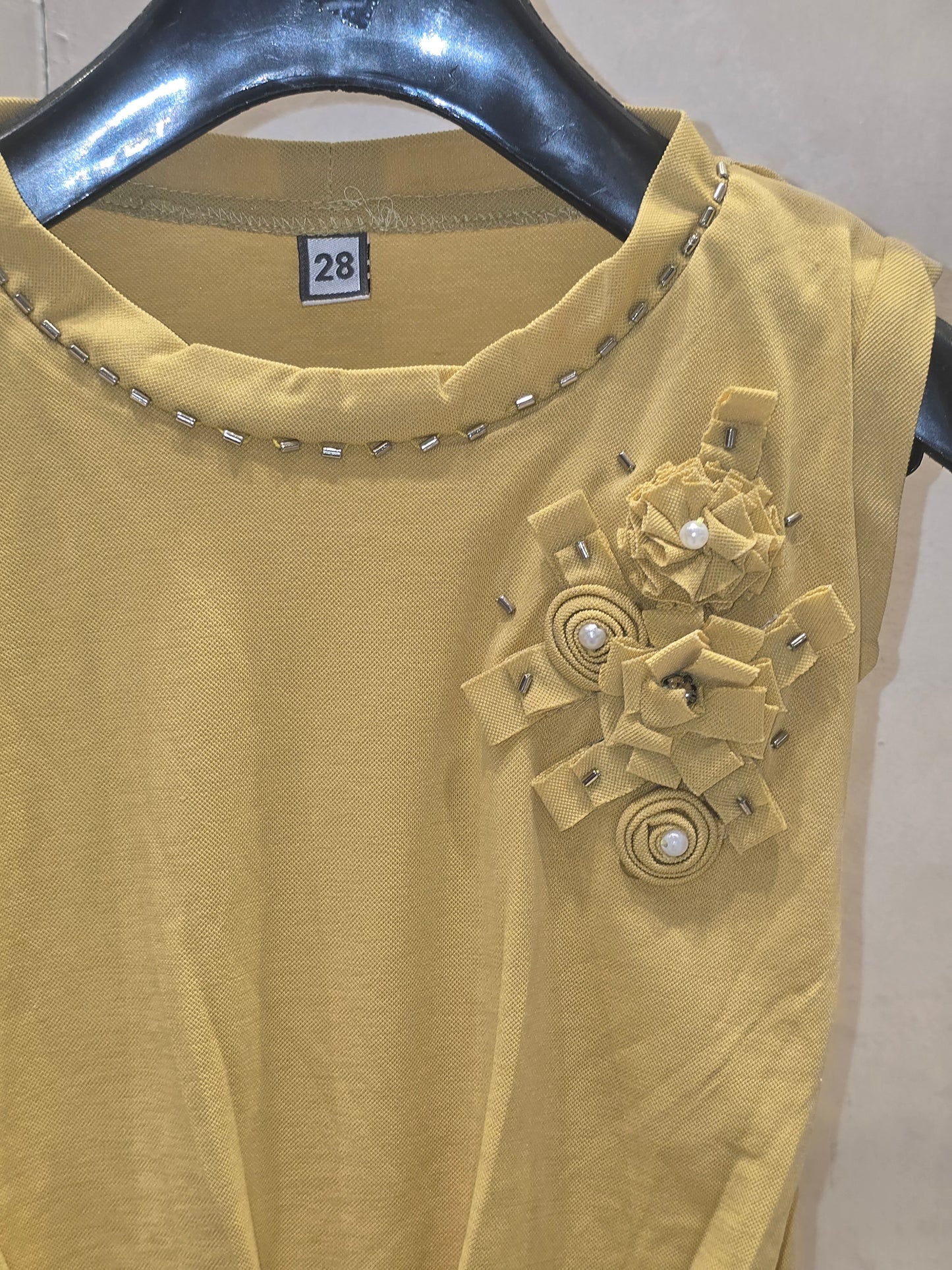 Girl Light Yellow Lycra Hosiery Western Top