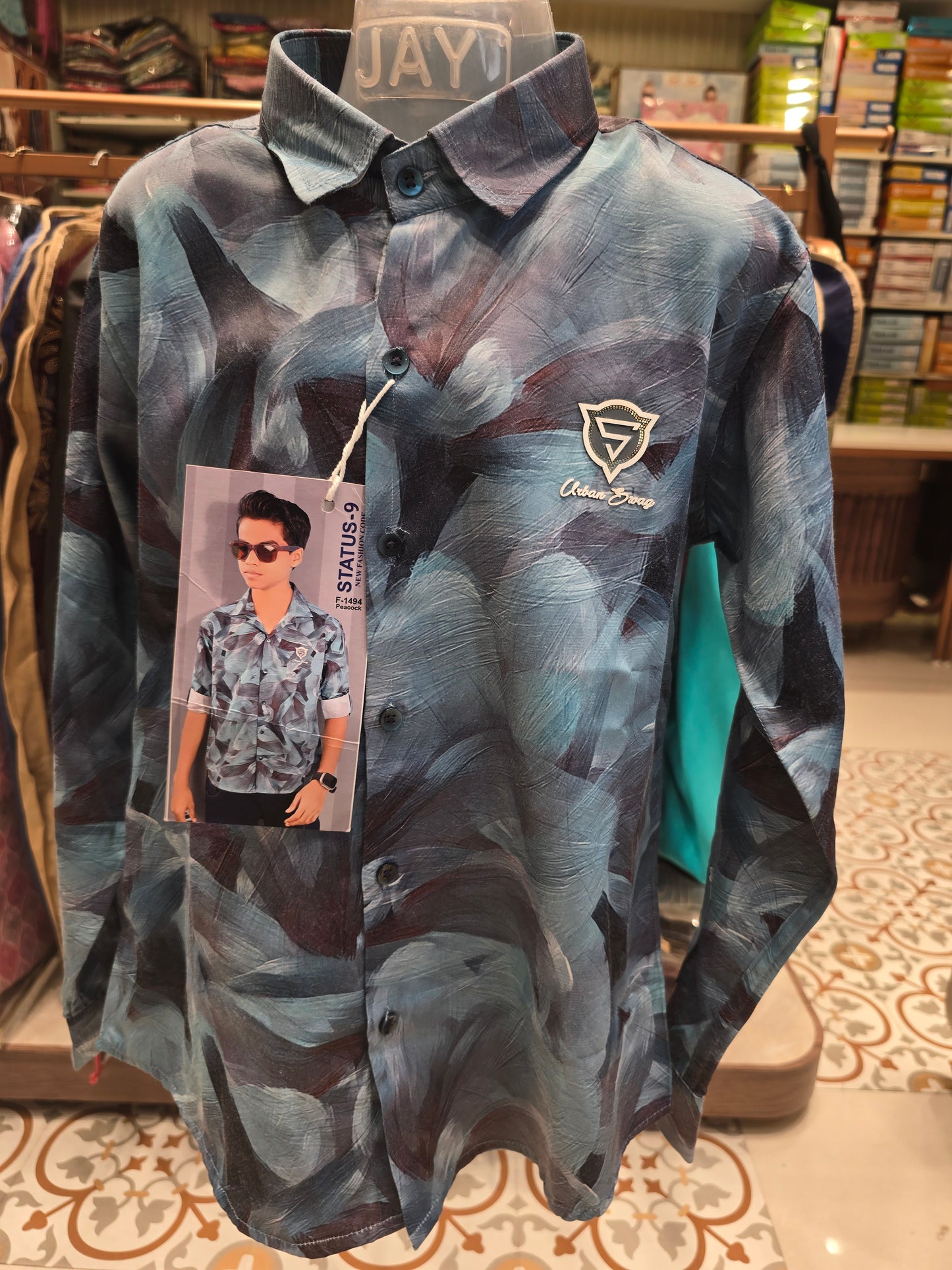 Boys Satin Printed Shirt – Full Sleeves | Party Wear