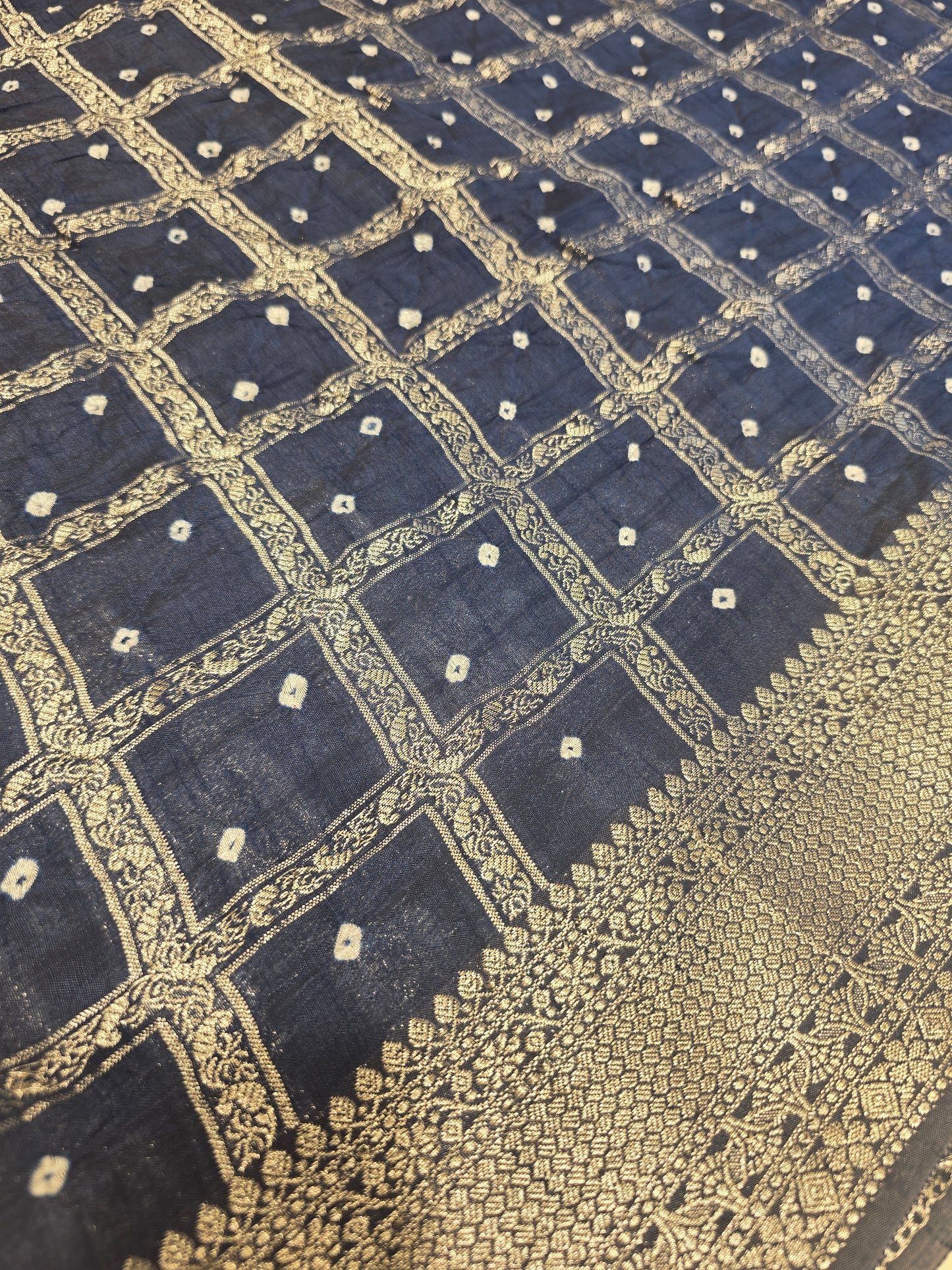 Crush Bandhini Silk Saree with Checked Pattern and Butta Motifs | Lightweight Festive & Daily Wear Saree