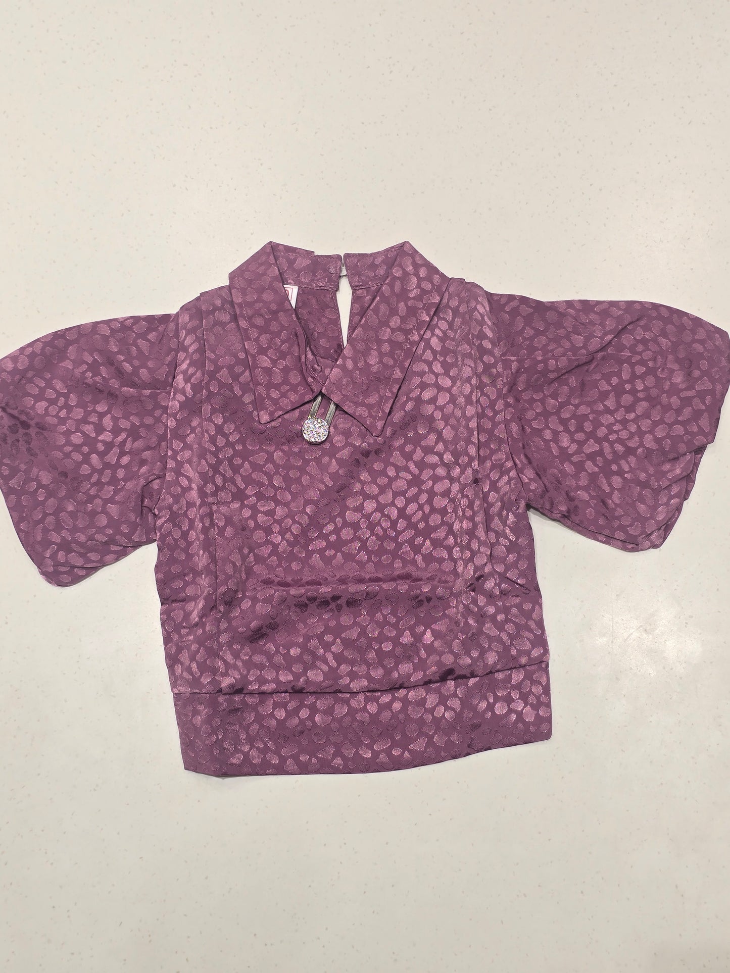 Girl Dark Blue Crepe Chiffon Fancy Top