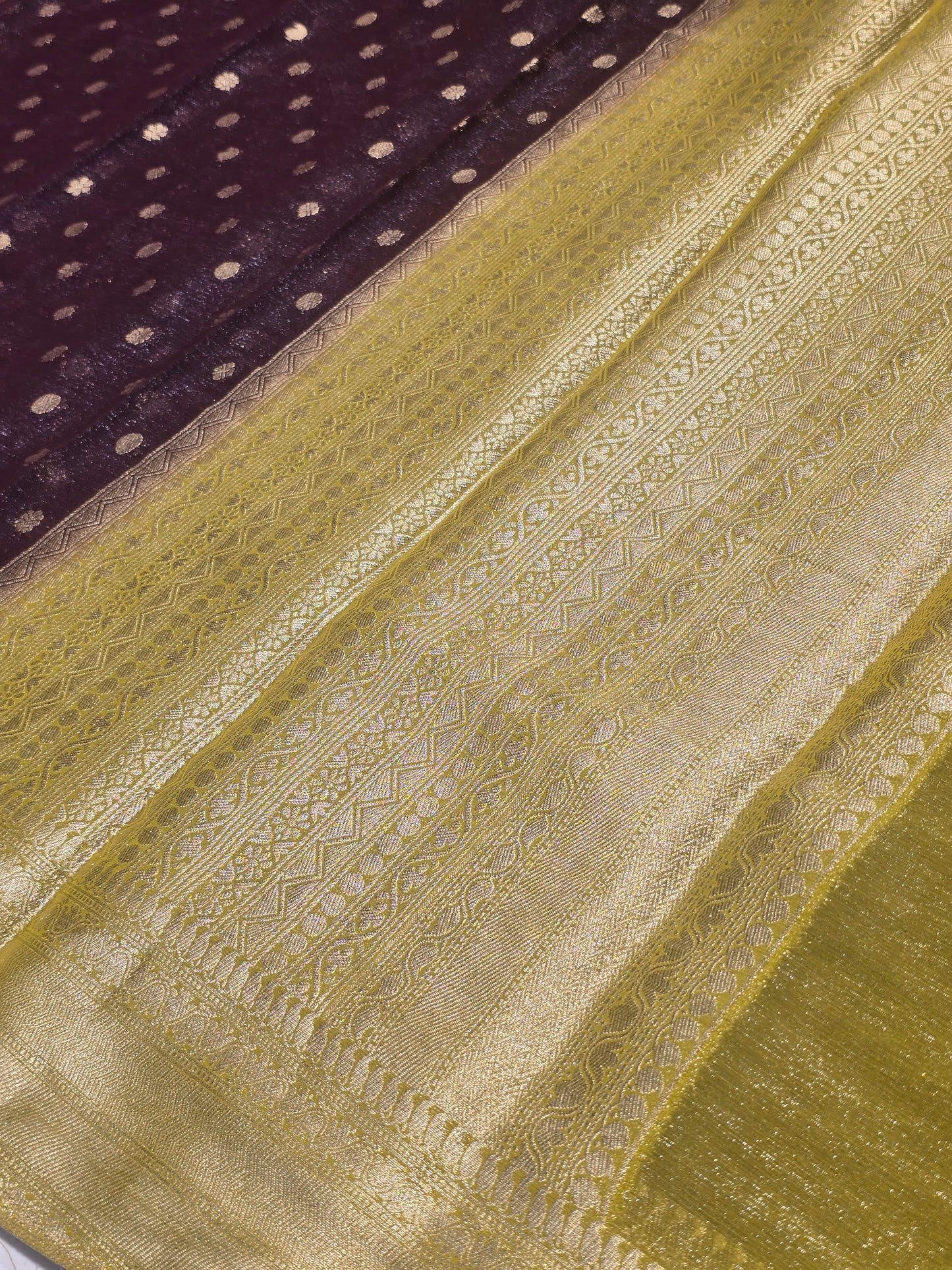 Georgette Silk Saree with Butta Motif, Traditional Zari Border & Contrast Blouse | Festive & Party Wear