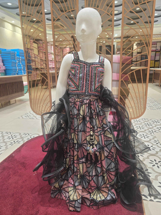 Sequin material multi colour bridal gaghra set for girl