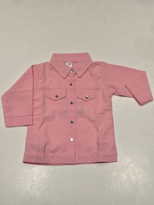 Girls Peach Chiffon Layered T Shirt Top