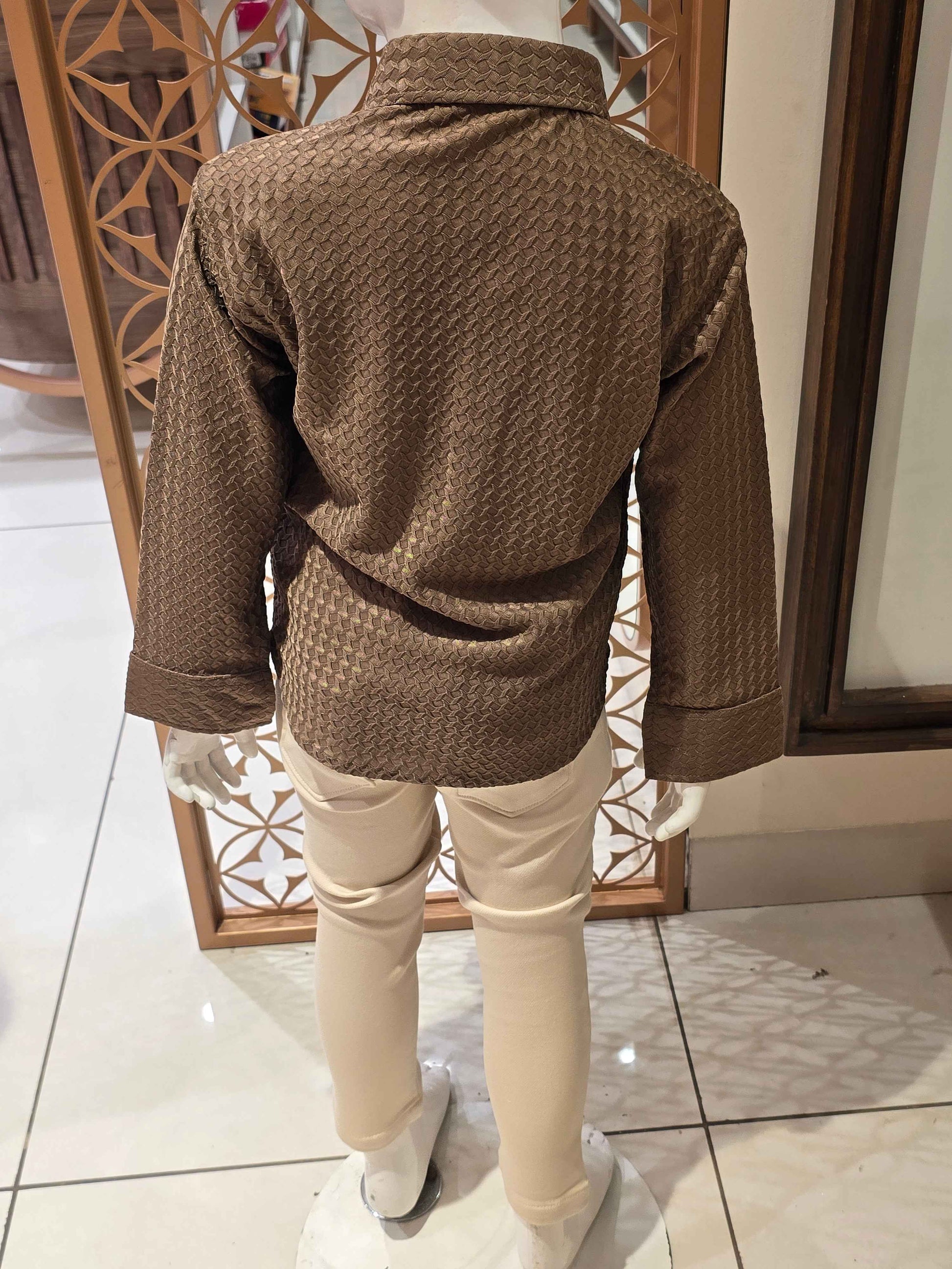 Imported Material brown with beige color outfit for little boy