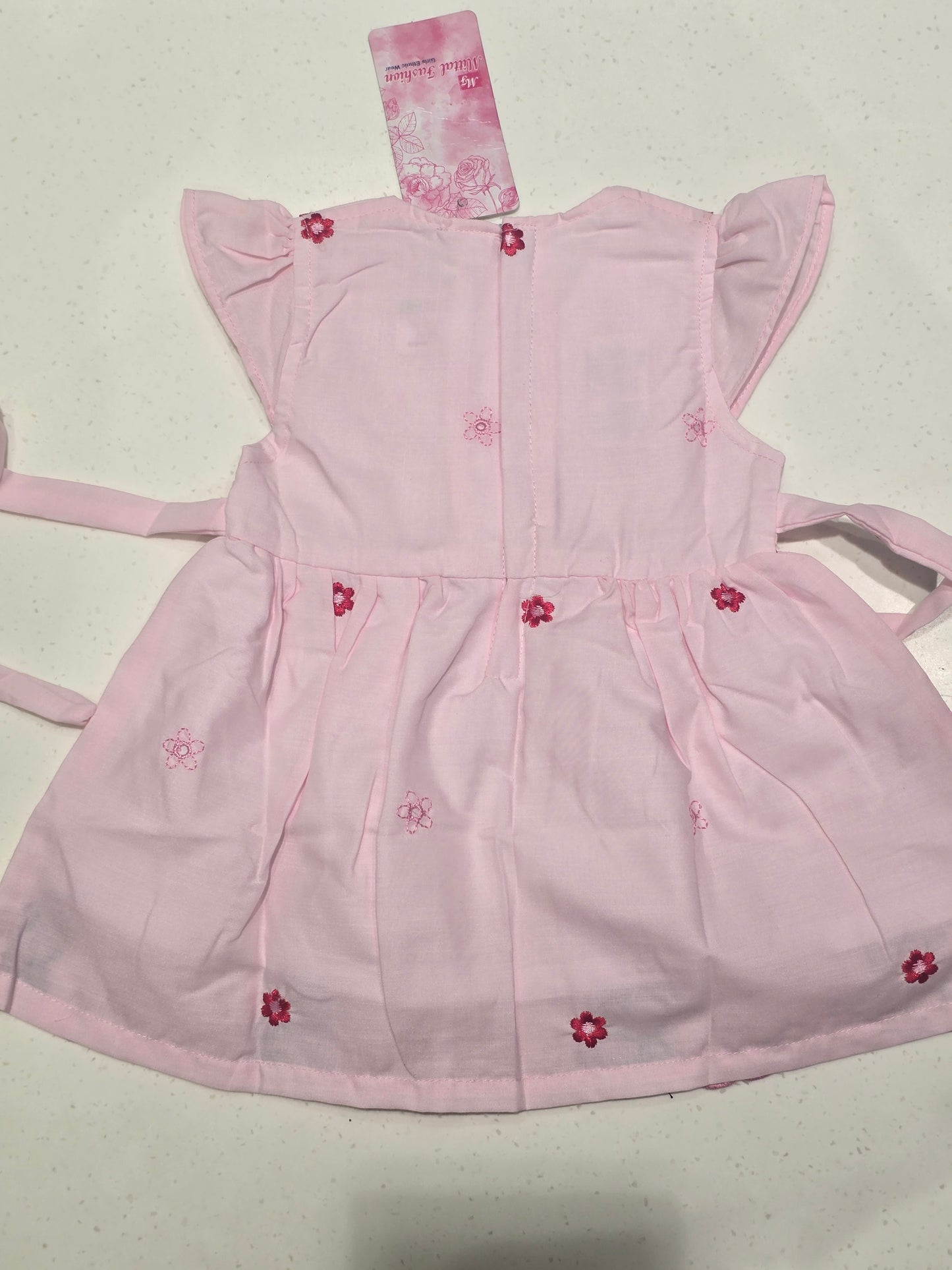 Baby Girls Pink Cotton Thread Flower Frock